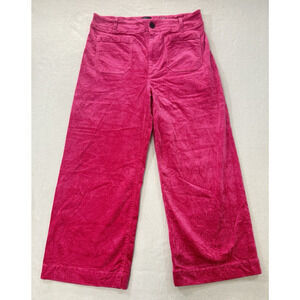 Anthropologie MAEVE The Colette 32 Cropped Wide Leg Corduroy Pants Raspberry